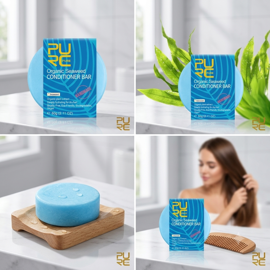 PURC Organic Seaweed Conditioner Bar | Deeply Hydrating & Eco-Friendly