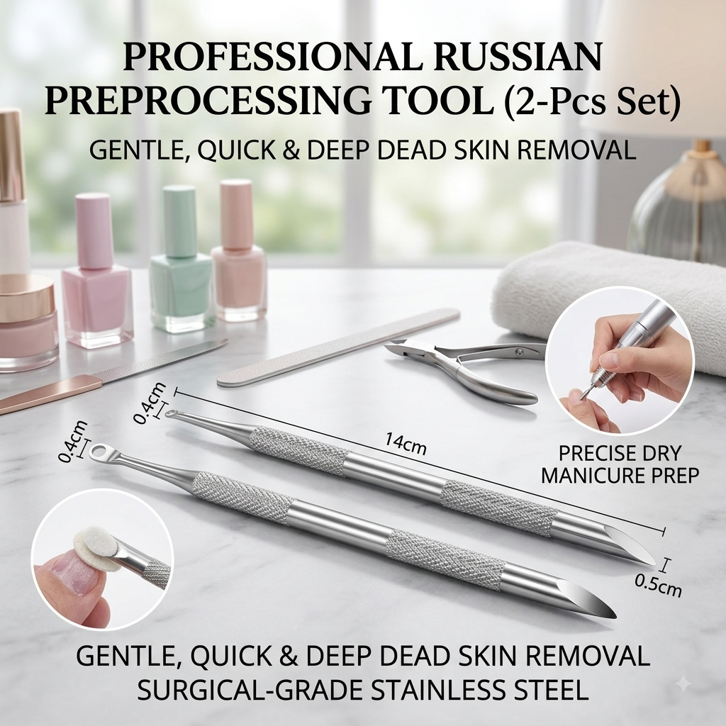 Professional Russian Preprocessing Cuticle Pusher & Steel Shovel Tool