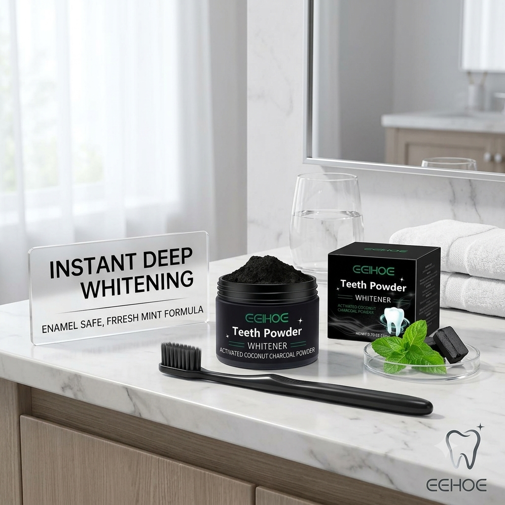 EEHOE™ Activated Coconut Charcoal Teeth Whitening Powder – Natural Stain Removal & Fresh Breath (30g)
