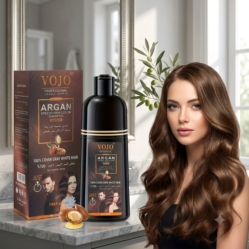 VOJO Professional 500ml Argan Speedy Hair Color Shampoo – Instant Gray Hair Coverage