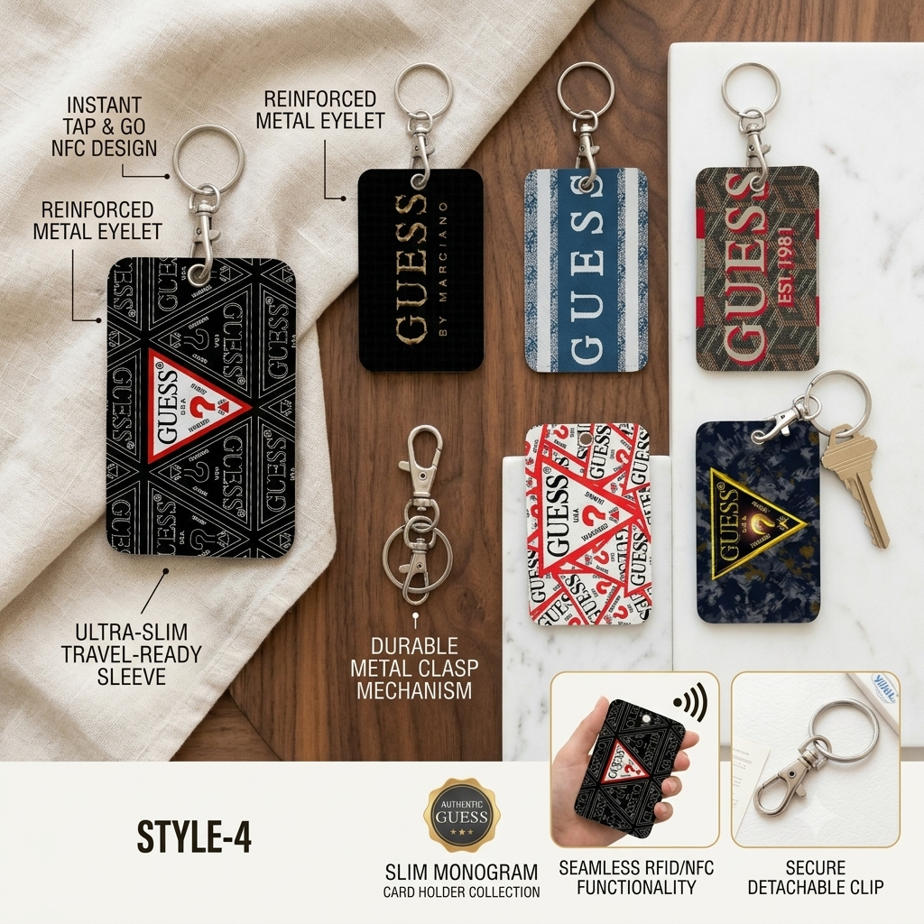 Slim Monogram Card Holder Keychain with Metal Lobster Clasp