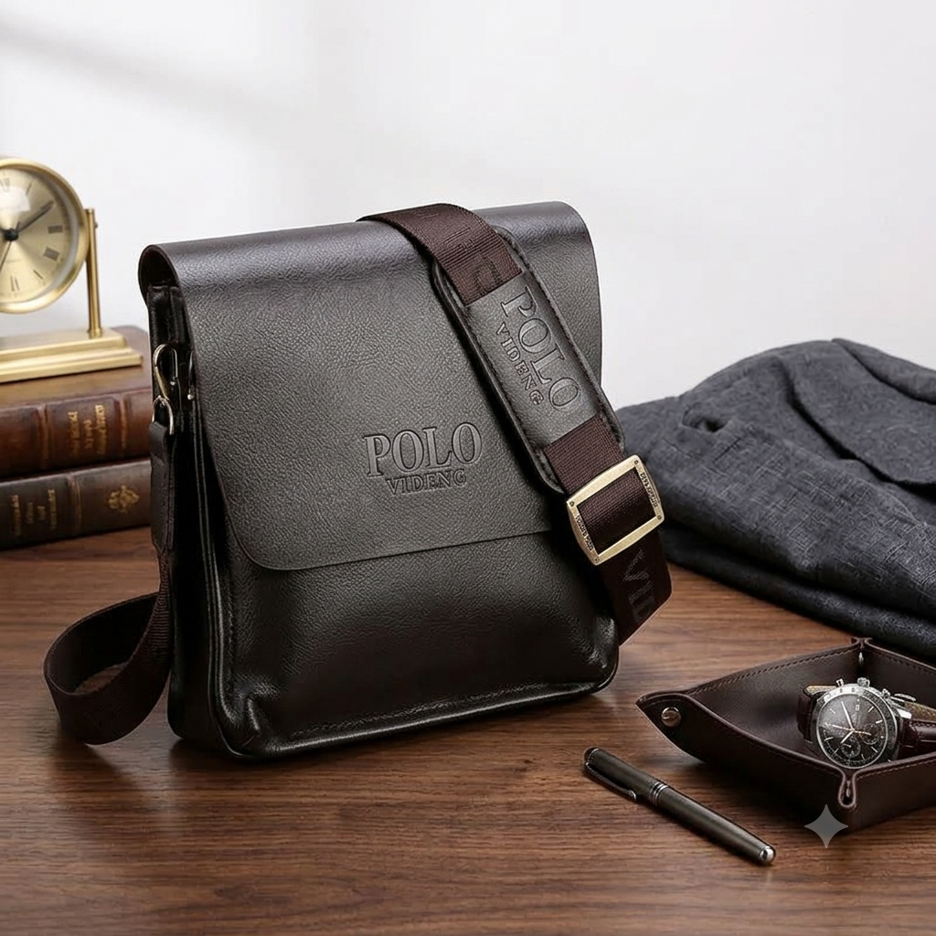 Men’s Vintage Leather Crossbody Bag – Compact Messenger Shoulder Bag for Daily Travel & Work