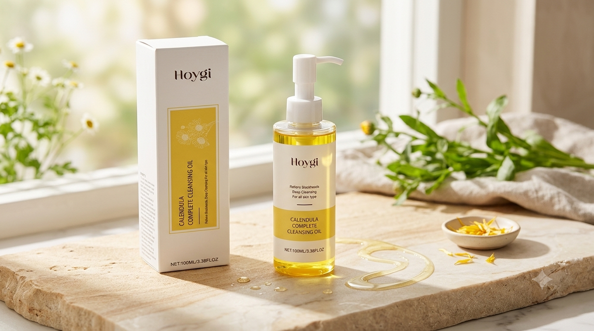 Hoygi Calendula Complete Cleansing Oil – Gentle Makeup Remover & Pore Purifying Blackhead Cleanser (100ml)
