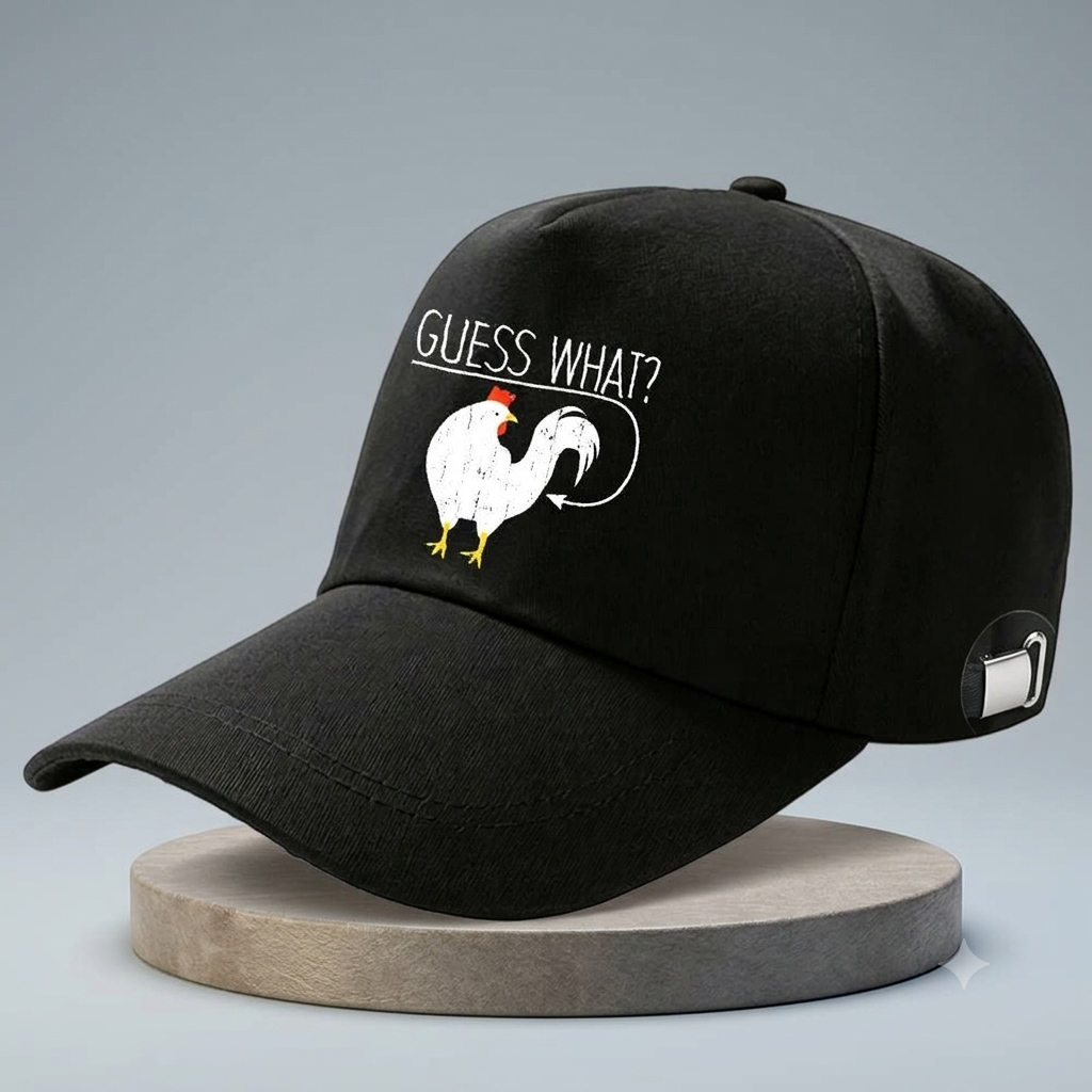 Guess What? Chicken Butt Funny Graphic Baseball Cap – Adjustable Cotton Dad Hat