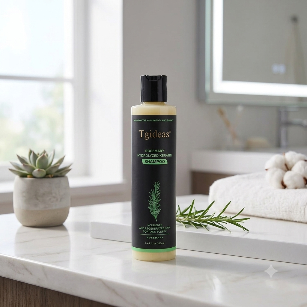 Tgideas Rosemary Hydrolyzed Keratin Shampoo – Smooth, Shiny & Volumizing (7.44 fl. oz. / 220ml)