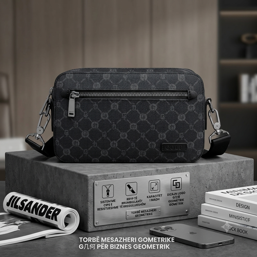 GOLF Men's Monogram Leather Crossbody Bag – Luxury Geometric Messenger Bag & Urban Camera Bag for Men