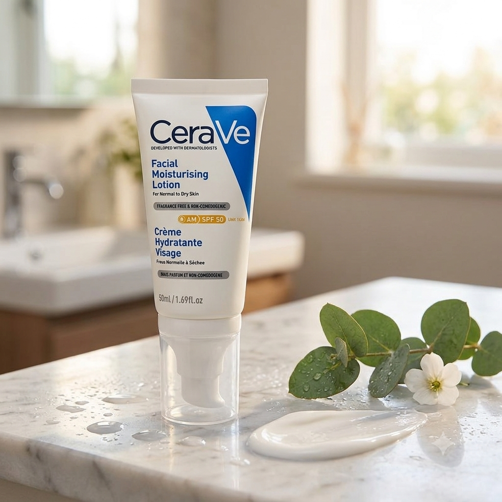 CeraVe AM Facial Moisturising Lotion SPF 50 – Daily Hydrating Face Cream with Ceramides & Hyaluronic Acid (50ml / 1.69 fl oz)