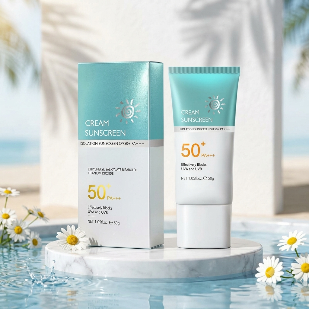 SPF50+ PA+++ Isolation Cream Sunscreen (50g) – Broad Spectrum UVA/UVB Daily UV Defense & Makeup Primer