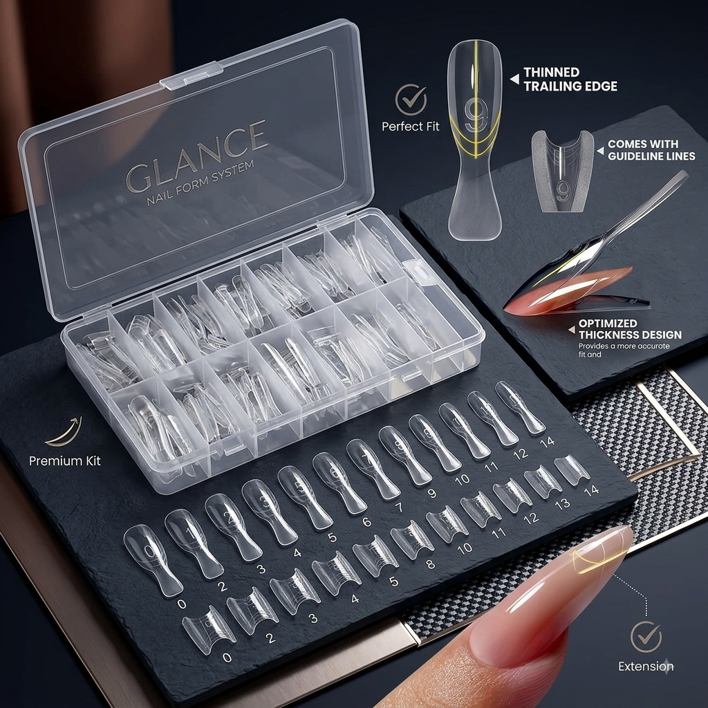 240pcs Sandwich-Style Dual Form Set for Nail Extension – Clear Top & Bottom Forms Kit