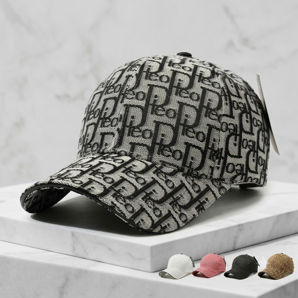 Luxury Jacquard Monogram Baseball Cap – Unisex Adjustable Designer Streetwear Hat