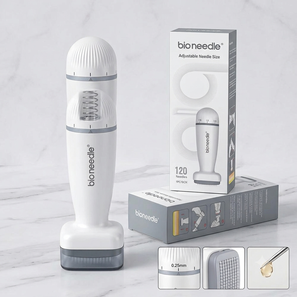 Bio Needle 120 Adjustable Microneedling Derma Stamp – Professional Hair Regrowth & Anti-Aging Skin Renewal System