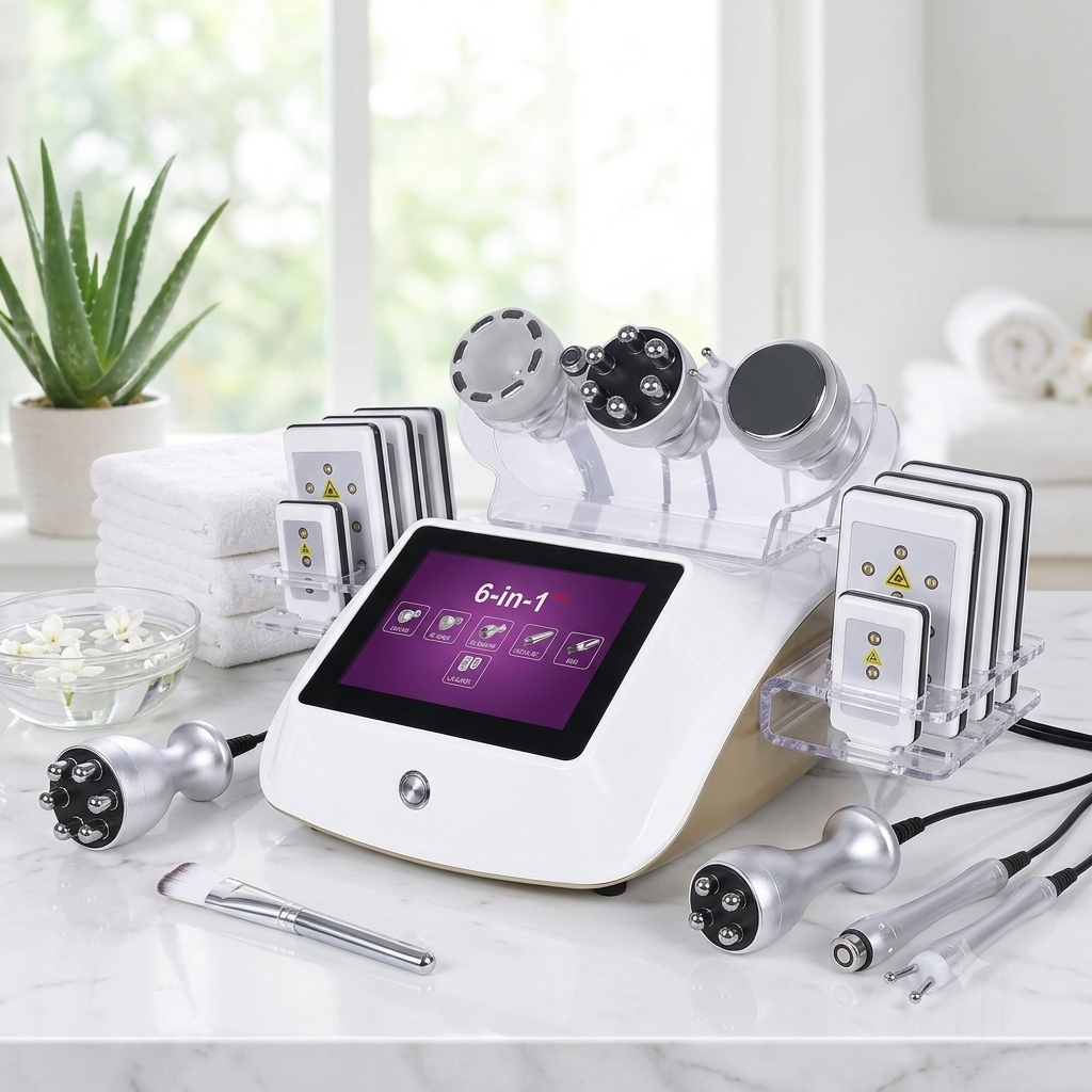 Professional 6-in-1 Ultrasonic Cavitation RF Body Slimming & Face Lifting Machine