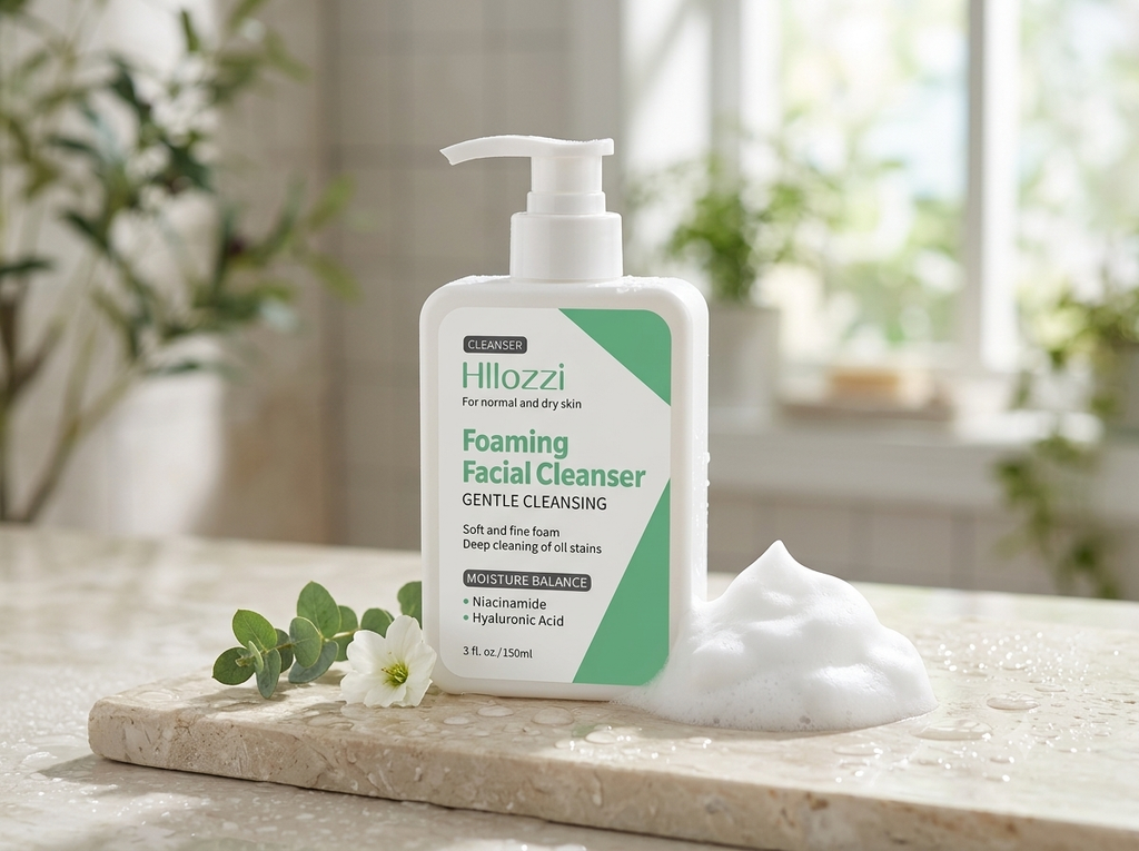 Hllozzi Foaming Facial Cleanser – Gentle Hydrating Face Wash with Niacinamide & Hyaluronic Acid (200ml / 6.76 fl.oz)