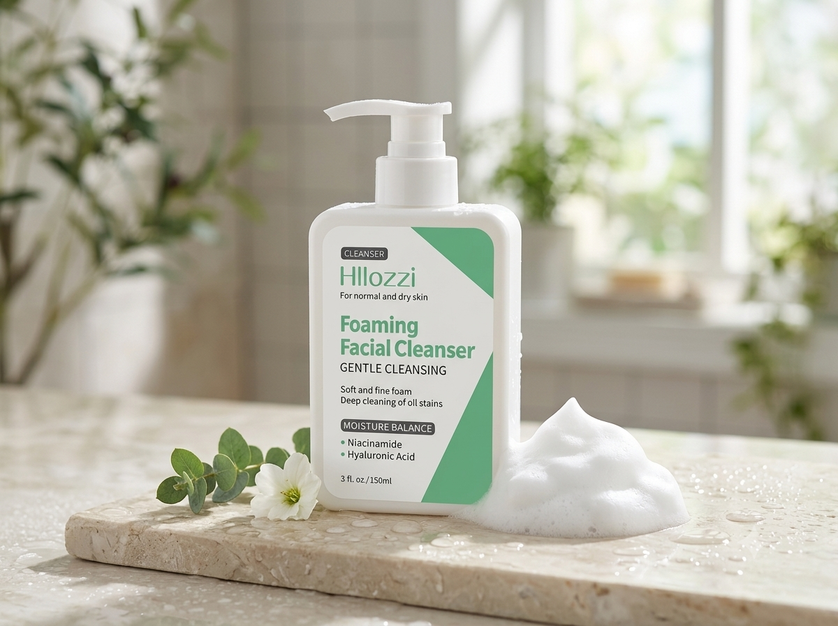 Hllozzi Foaming Facial Cleanser – Gentle Hydrating Face Wash with Niacinamide & Hyaluronic Acid (200ml / 6.76 fl.oz)