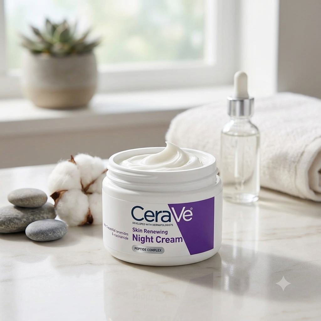 CeraVe Skin Renewing Night Cream, Peptide Complex, Hyaluronic Acid & Ceramide Moisturizer for Face, 1.7 Ounce