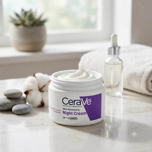 CeraVe Skin Renewing Night Cream, Peptide Complex, Hyaluronic Acid & Ceramide Moisturizer for Face, 1.7 Ounce