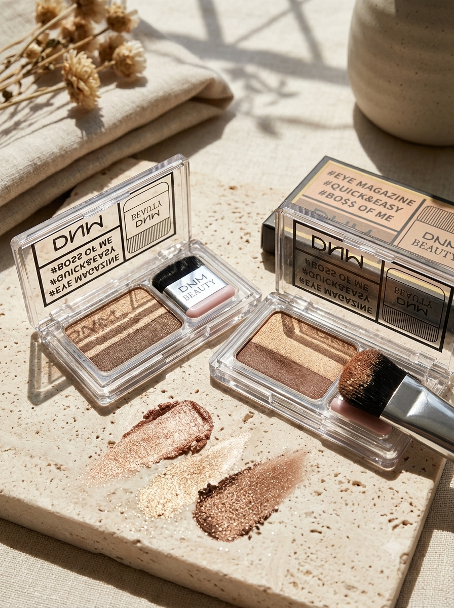 Lazy 2-Tone Gradated Eyeshadow Palette with Quick Brush | 1-Step Natural Gradient Shimmer