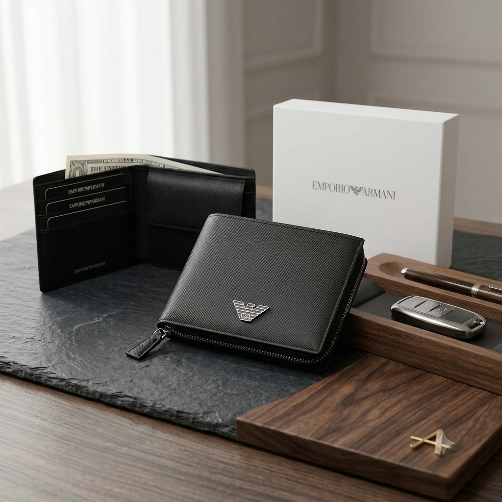 Emporio Armani Classic Saffiano Leather Men's Bifold Wallet