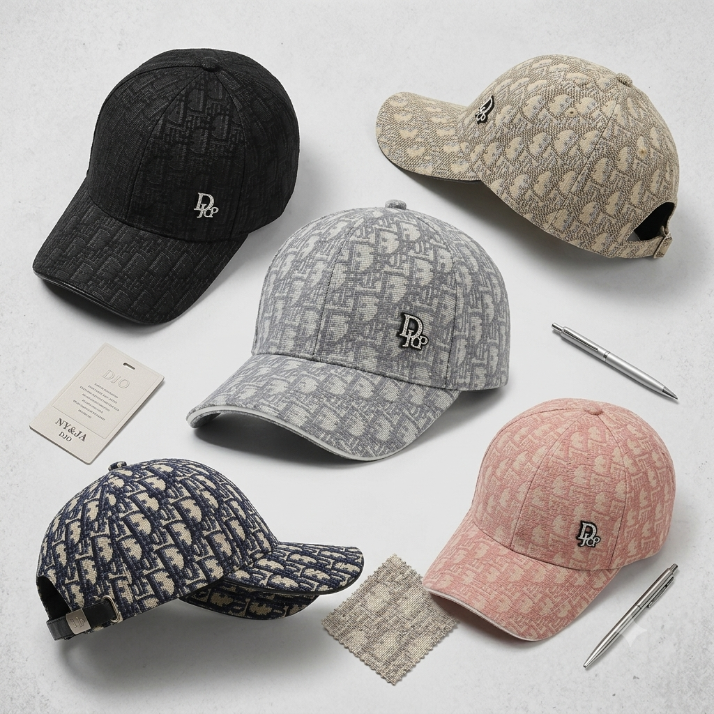 Luxury Jacquard Monogram Baseball Cap – Unisex Streetwear Curved Brim Hat