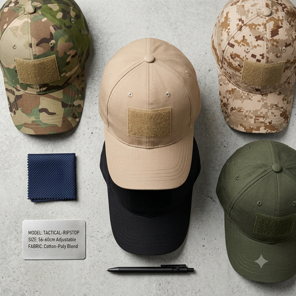 Tactical Operator Baseball Cap – Ripstop Camo Hat with Hook & Loop Patch
