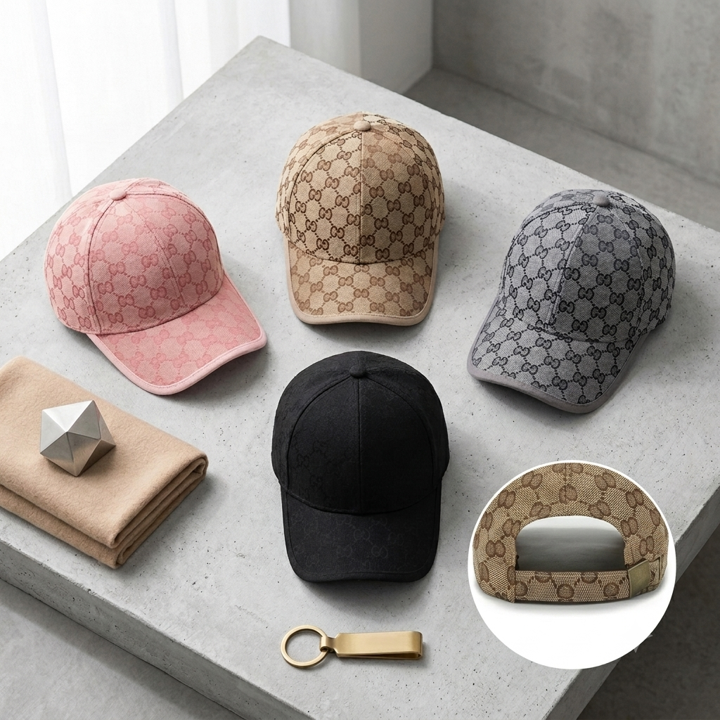 Luxury Monogram Jacquard Baseball Cap – Classic Curved Brim Sun Hat